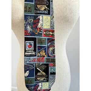 VTG 1993 Silk Novelty Tie - Computers IT Intel Web Funny Nicole Miller